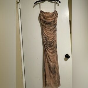 Zara fun and Elegant Tan rouched dress